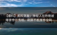 【爆料】黑料突发：神秘人在昨晚被曝曾参与真相，刷屏不断席卷全网