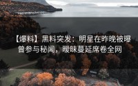 【爆料】黑料突发：明星在昨晚被曝曾参与秘闻，暧昧蔓延席卷全网