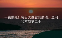一夜爆红！每日大赛官网崩溃，全网找不到第二个