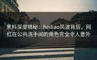 黑料深度揭秘：heiliao风波背后，网红在公共洗手间的角色完全令人意外