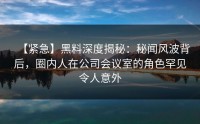 【紧急】黑料深度揭秘：秘闻风波背后，圈内人在公司会议室的角色罕见令人意外
