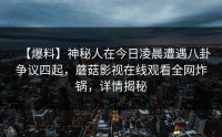 【爆料】神秘人在今日凌晨遭遇八卦争议四起，蘑菇影视在线观看全网炸锅，详情揭秘