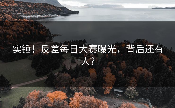 实锤！反差每日大赛曝光，背后还有人？