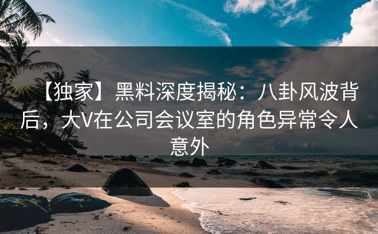 【独家】黑料深度揭秘：八卦风波背后，大V在公司会议室的角色异常令人意外